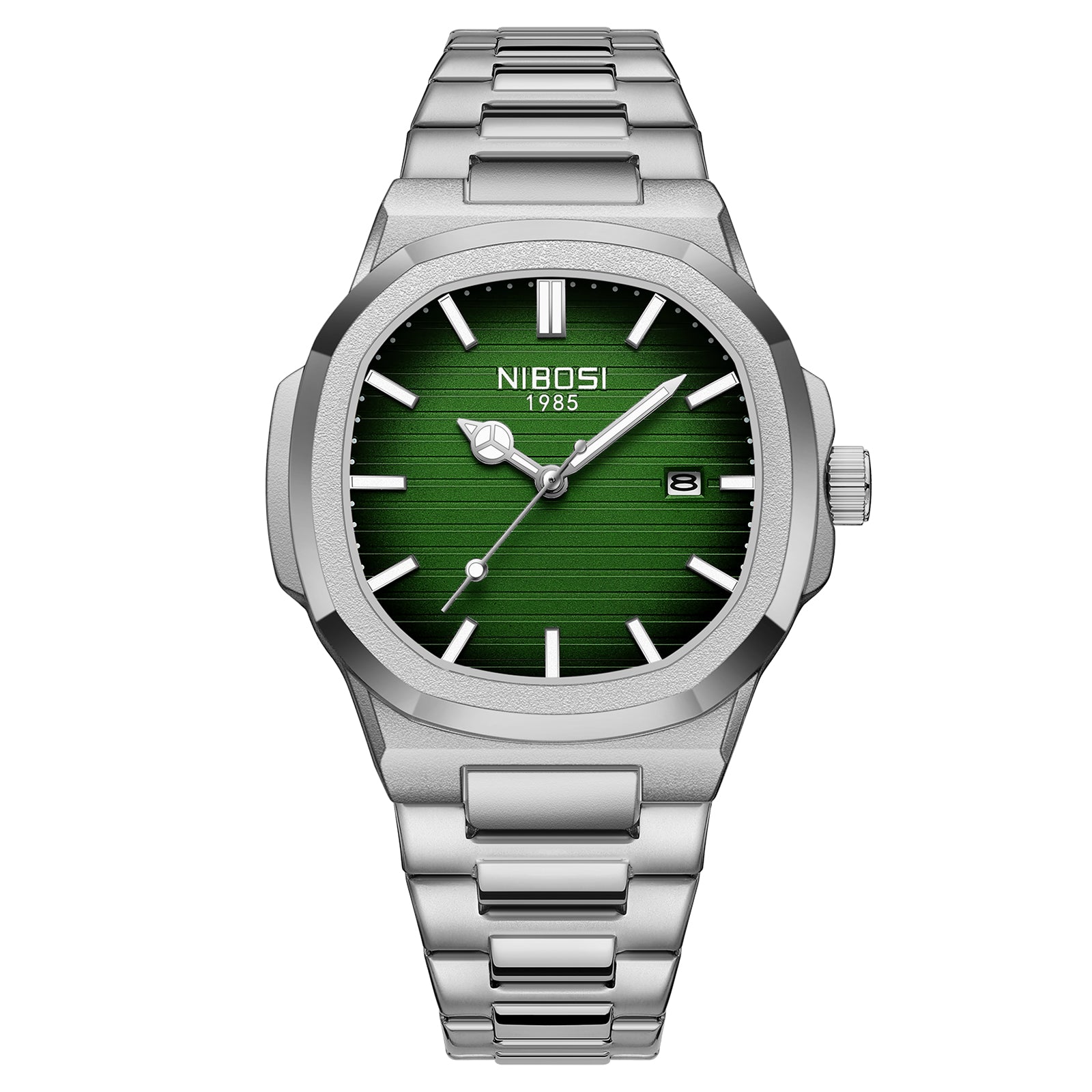 Silver Steel Green Dial Nibosi 2632