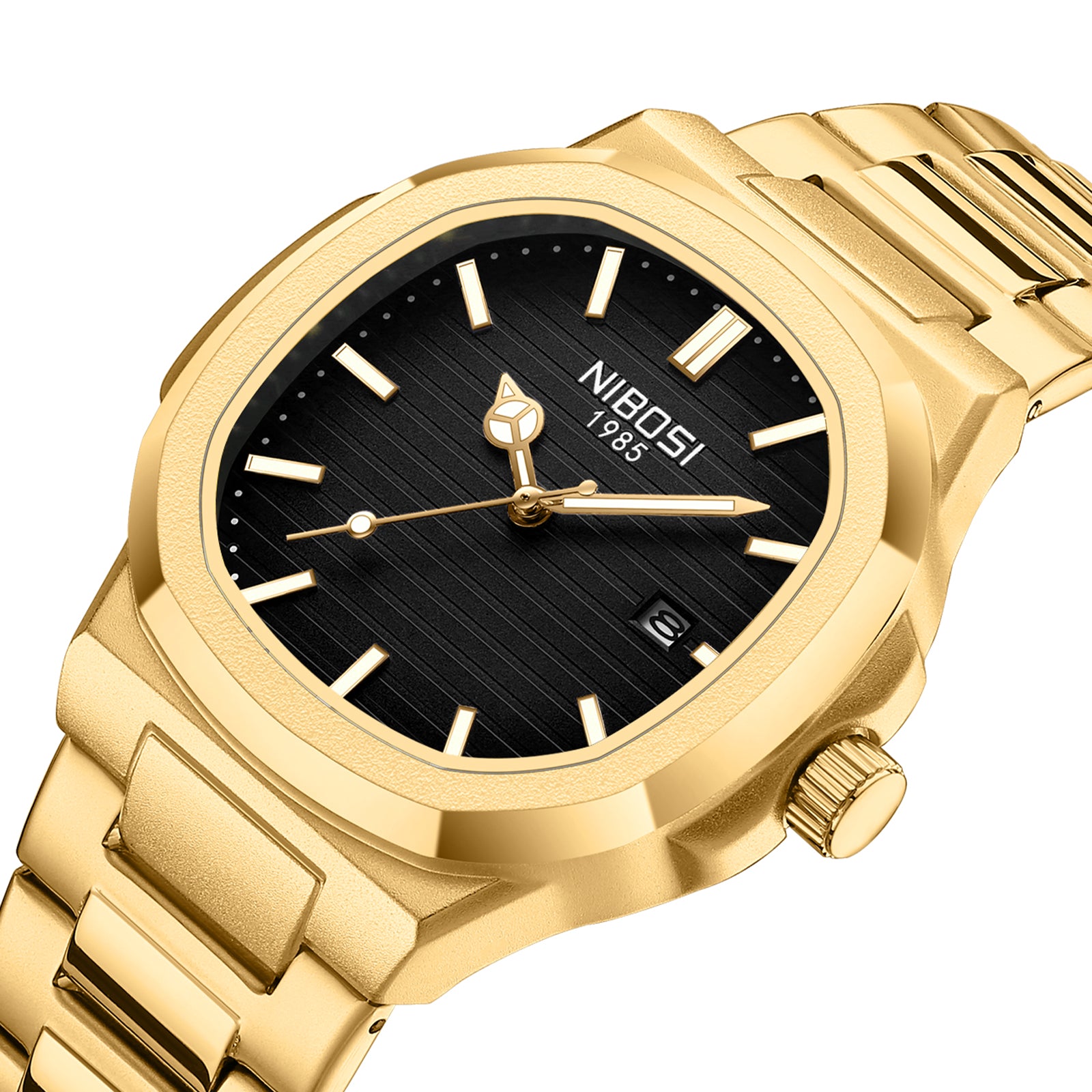 Gold Steel Black Dial Nibosi 2632