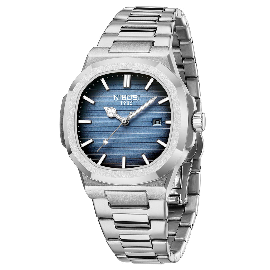 Silver Steel Blue Dial Nibosi 2632