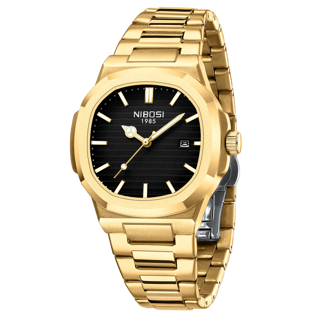 Gold Steel Black Dial Nibosi 2632