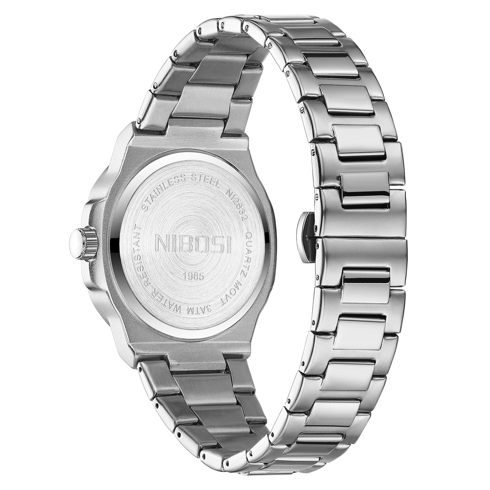 Silver Steel Black Dial Nibosi 2632