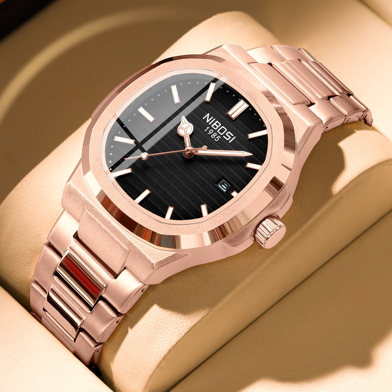 Rose Gold Black Dial Nibosi 2632