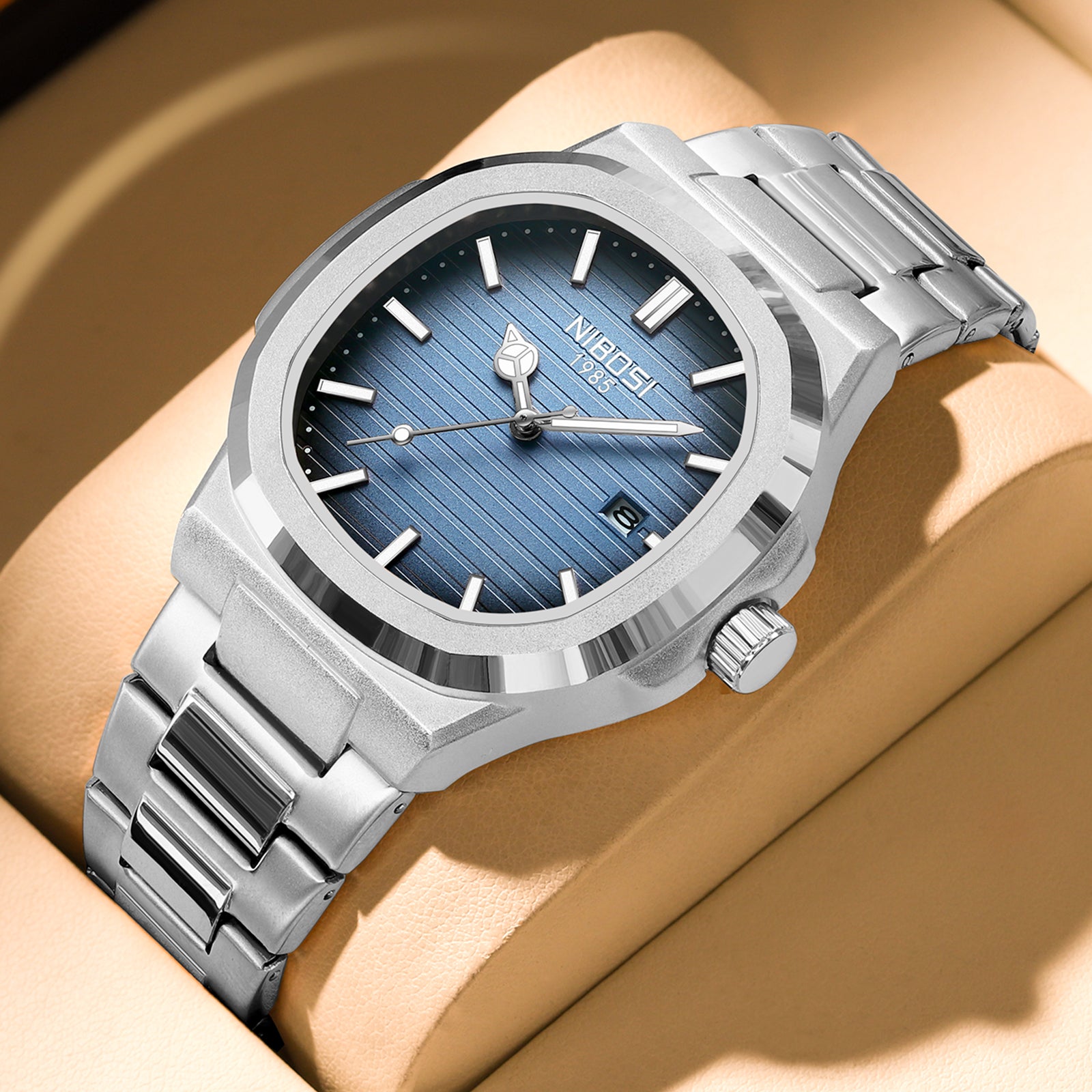 Silver Steel Blue Dial Nibosi 2632