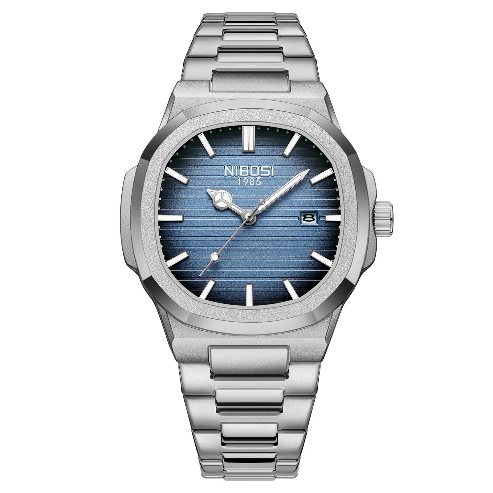 Silver Steel Blue Dial Nibosi 2632