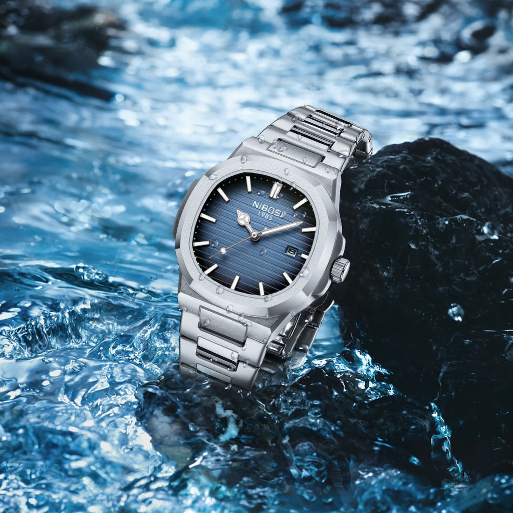 Silver Steel Blue Dial Nibosi 2632
