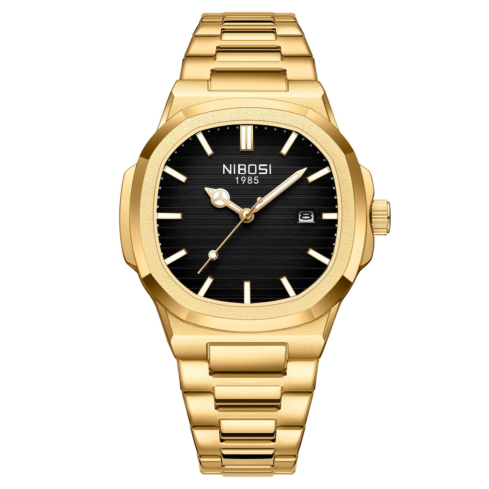 Gold Steel Black Dial Nibosi 2632