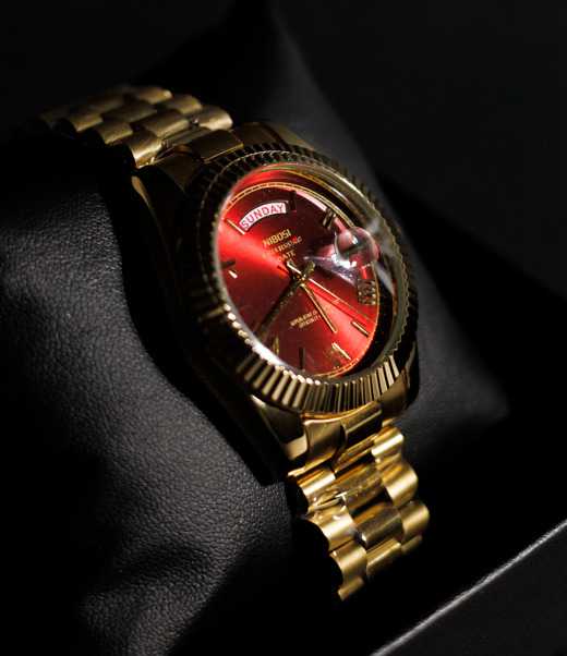 Nibosi Day-Date Gold Red Dial