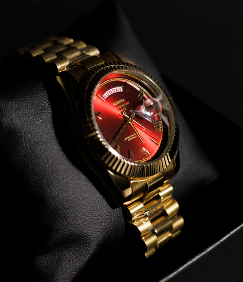 Nibosi Day-Date Gold Red Dial
